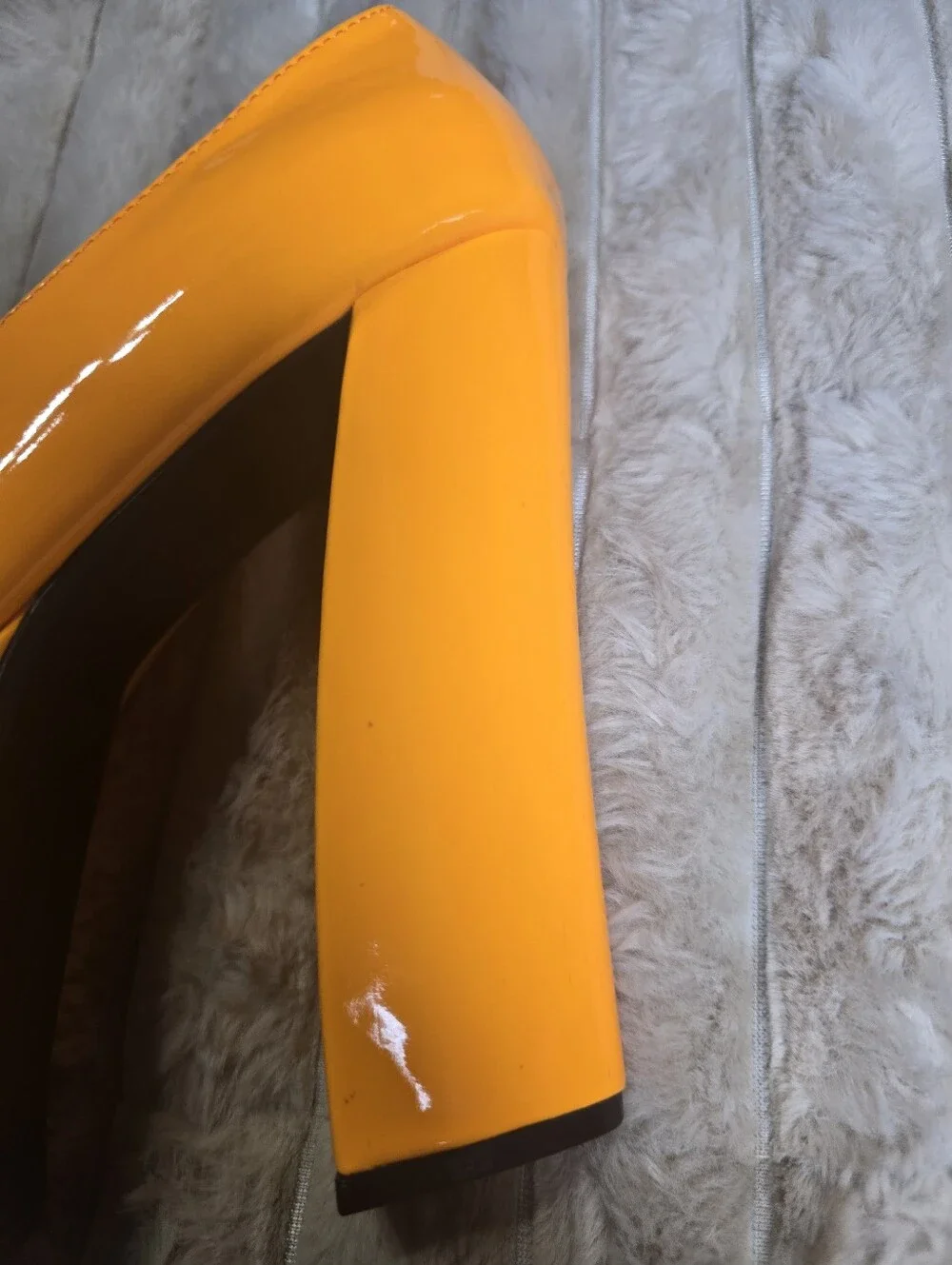 Patent Yellow Platform Peep-Toe Block Heels